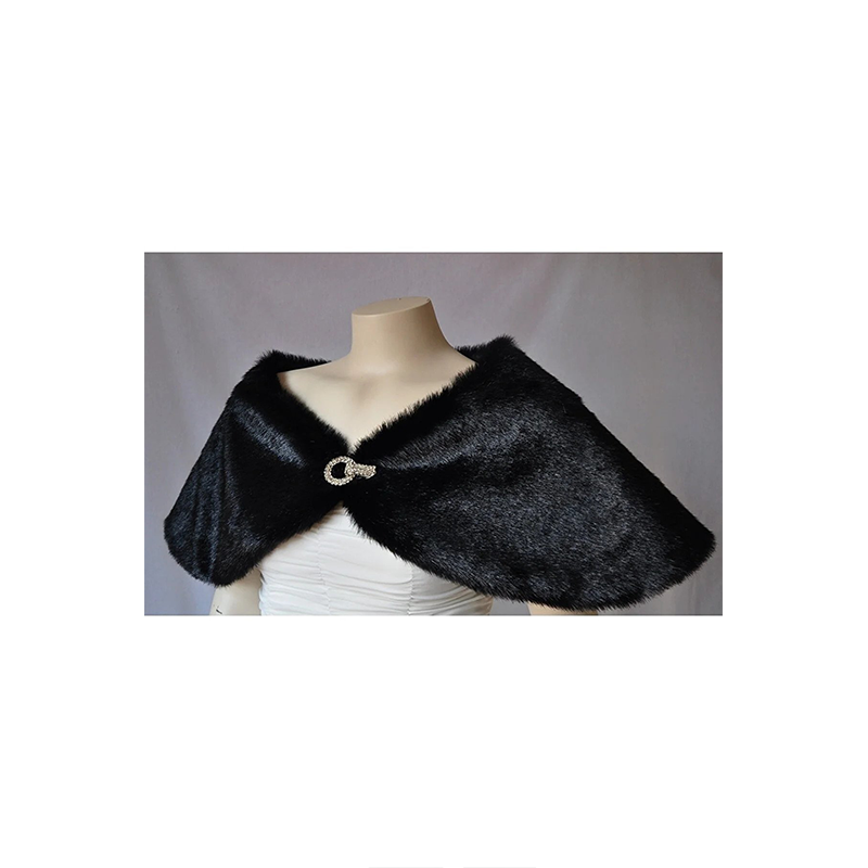 Women Black Brooch Fur Bride And Evening Dress Etol Bolero