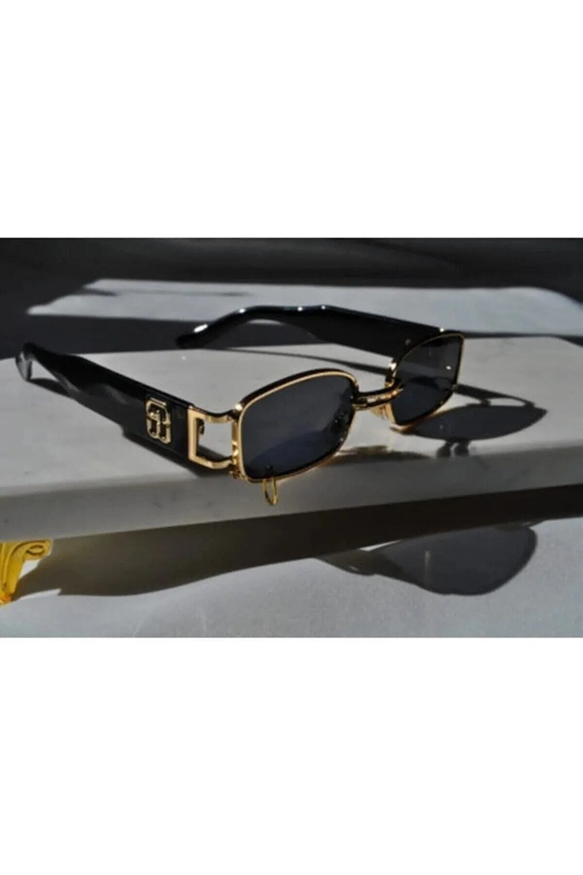 Black Square Gold Ringless Frame Sunglasses