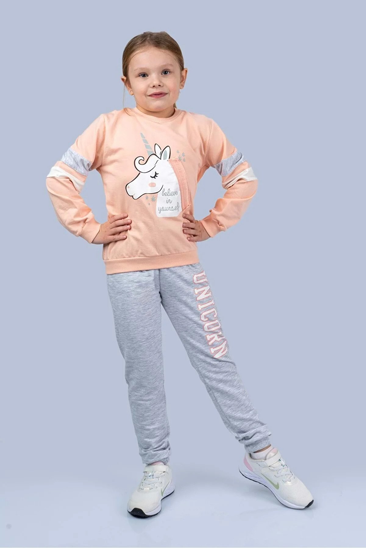 Girl Unicorn Tracksuit Set Salmon