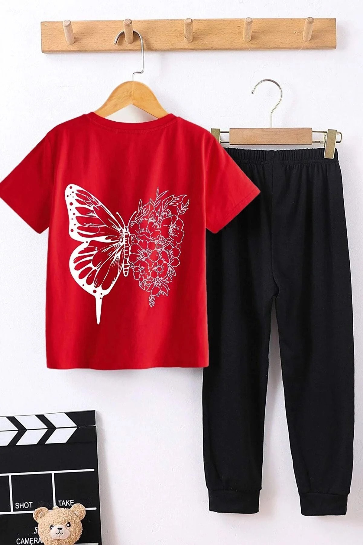 Kids Drawing Butterflies Bottom - Top Tracksuit Set-summer