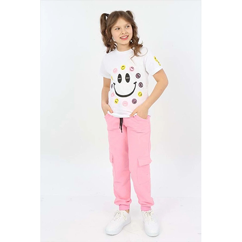 Smile Pattern Commando Pocket Girls Suit Black