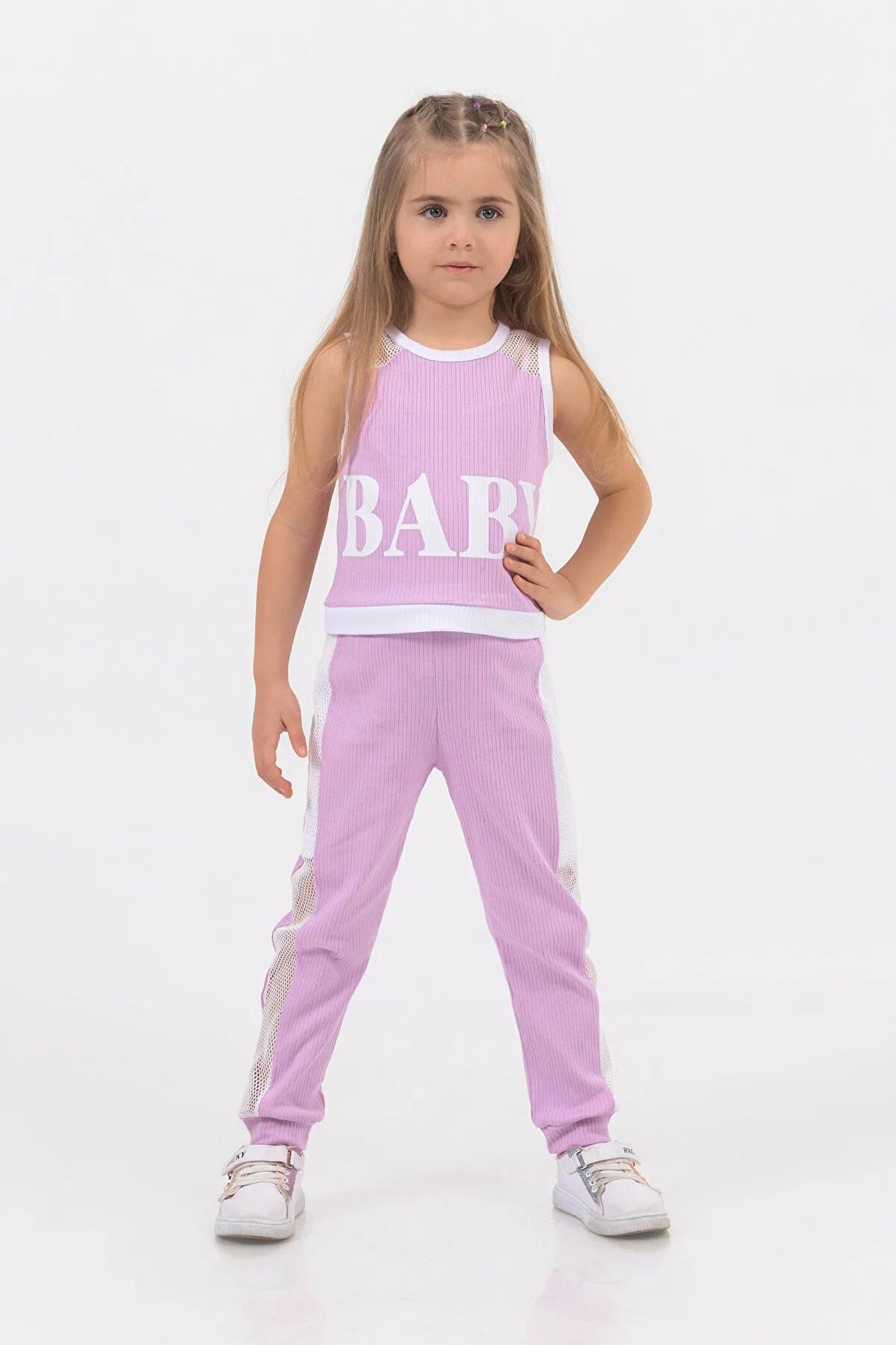 GREAT KİDS Girl Baby Pattern Mesh Sleeveless Summer Basic Suit