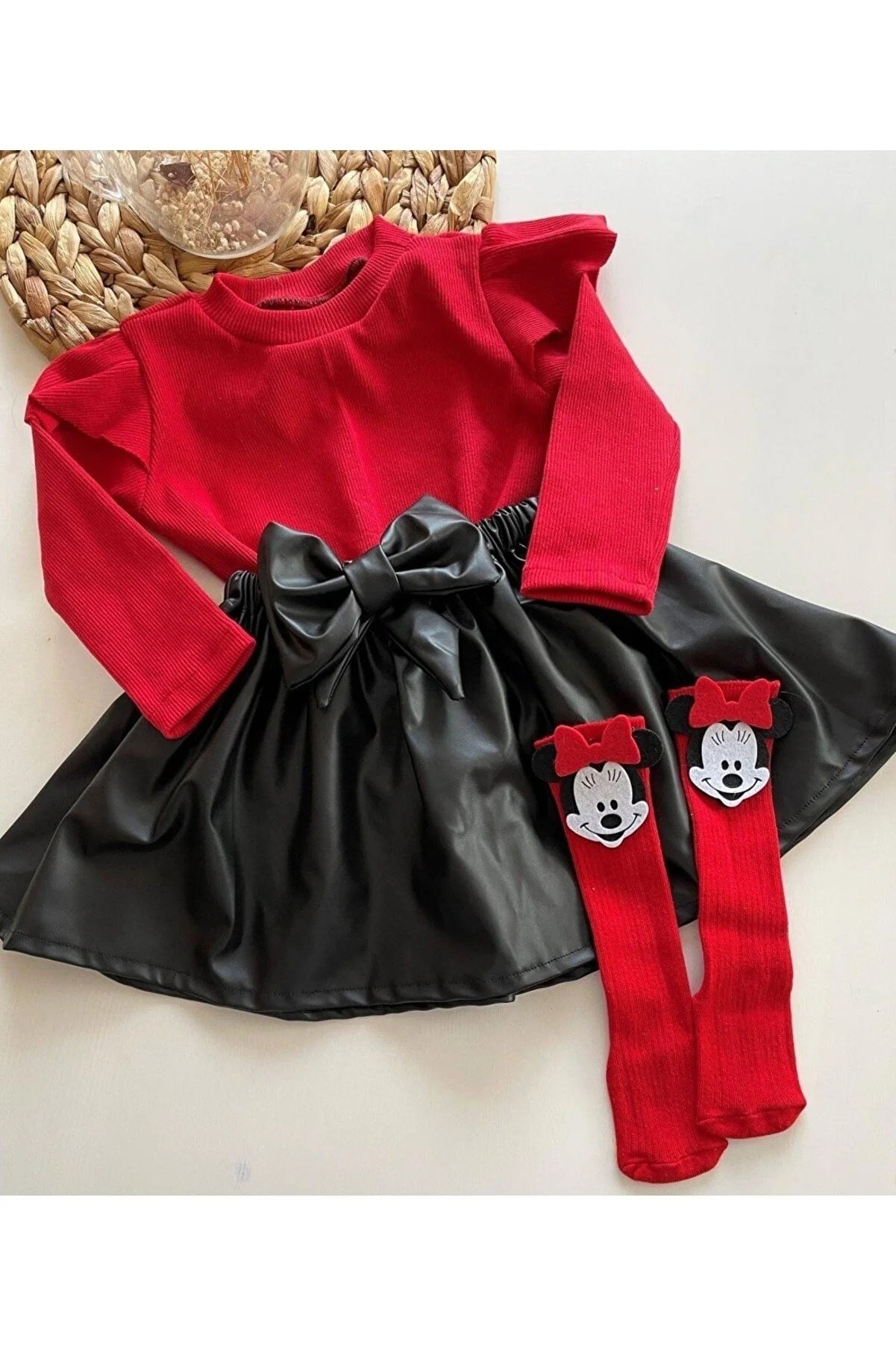 Leather Skirt, Badi and Knee Socks Set
