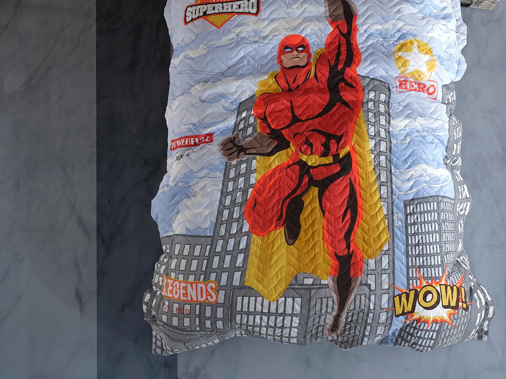 3 PIECES SUPERHERO / V1 SINGLE QUILTED DUVET COVER 180 X 230 CM - GREY