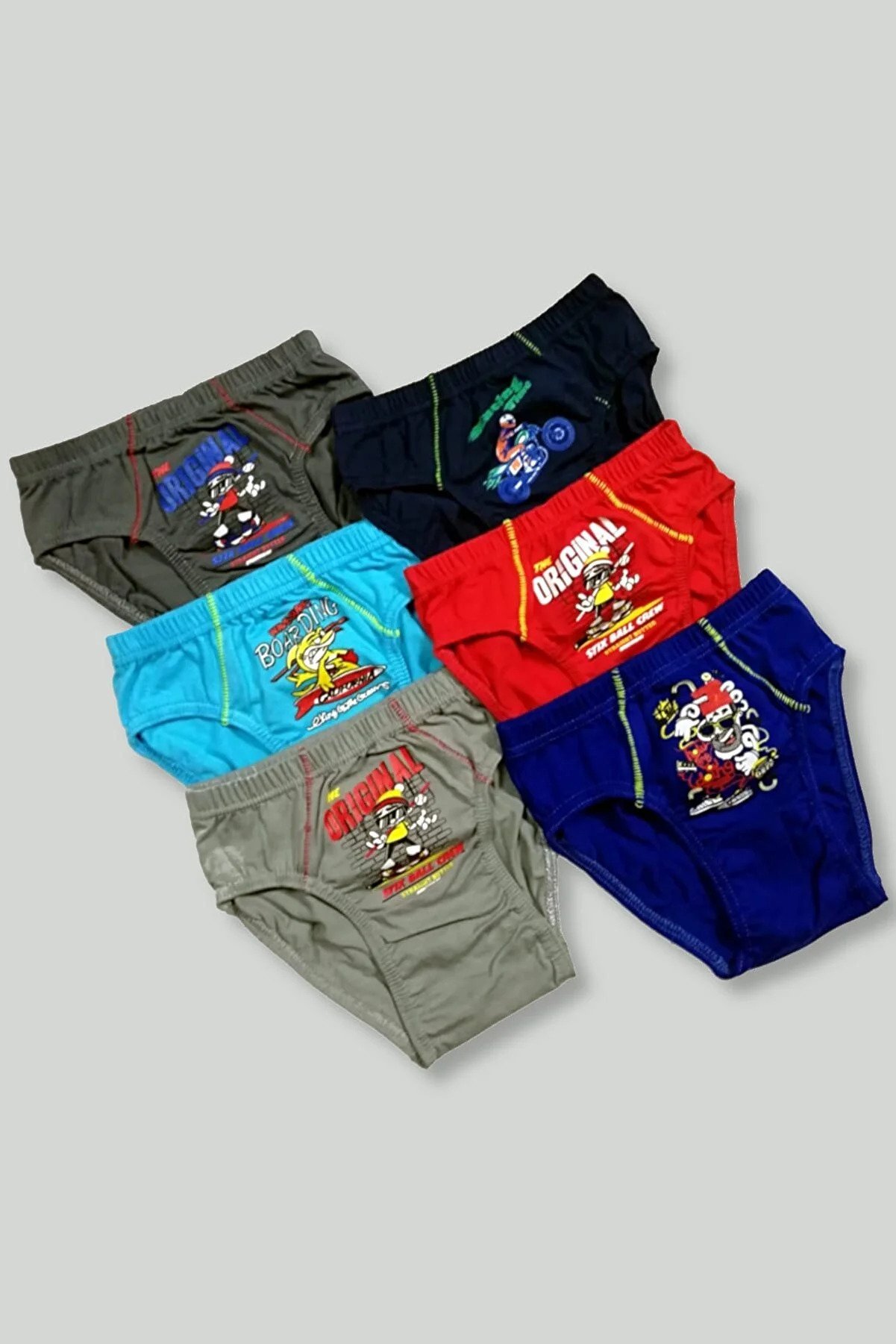 Tutku Boy's Multicolored Pack of 6 0138 Elastane Cotton Printed Panties