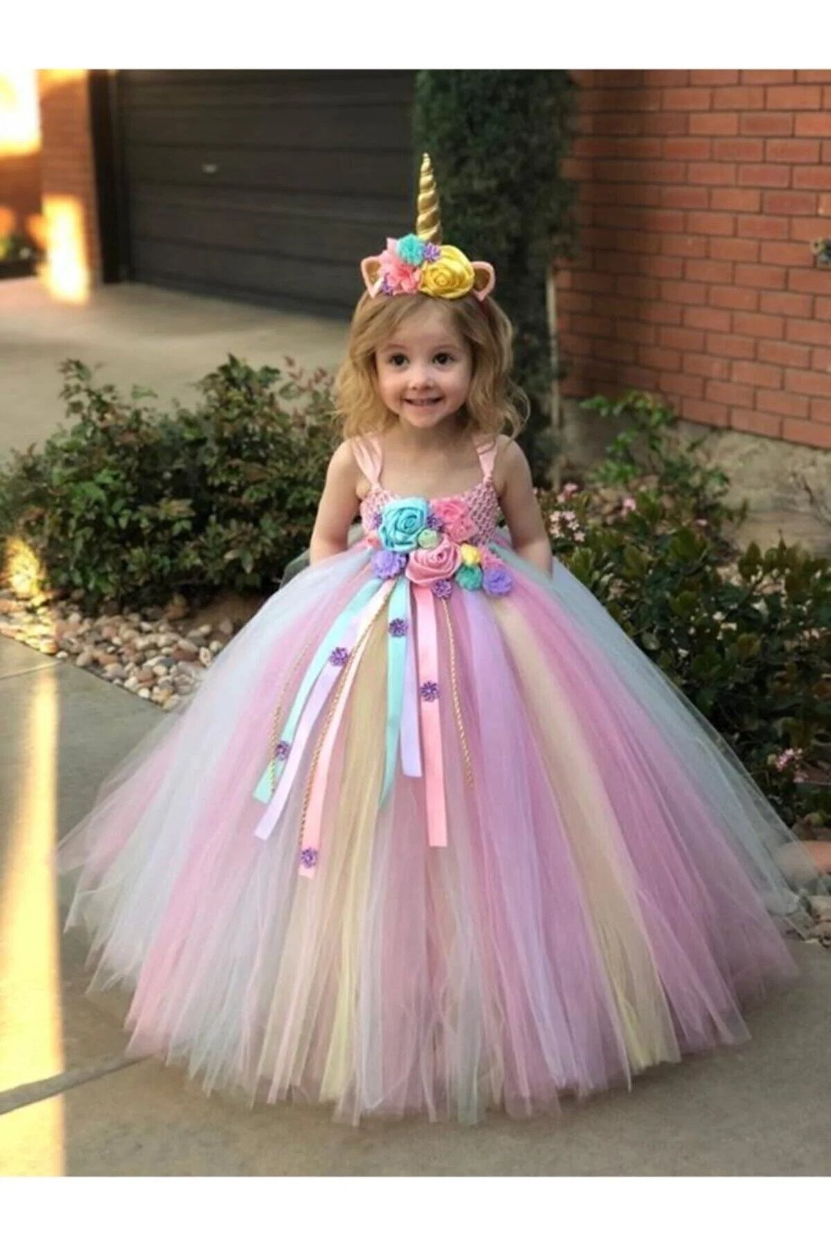 RAY TRADE Girl Child Pink Unicorn Tutu Dress Unicorn Crown Special Design Birthd
