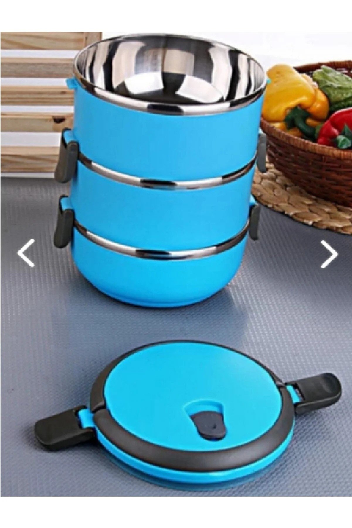FreshBox 3 Layer Leakproof Food Thermos Lunch Box 225Blue