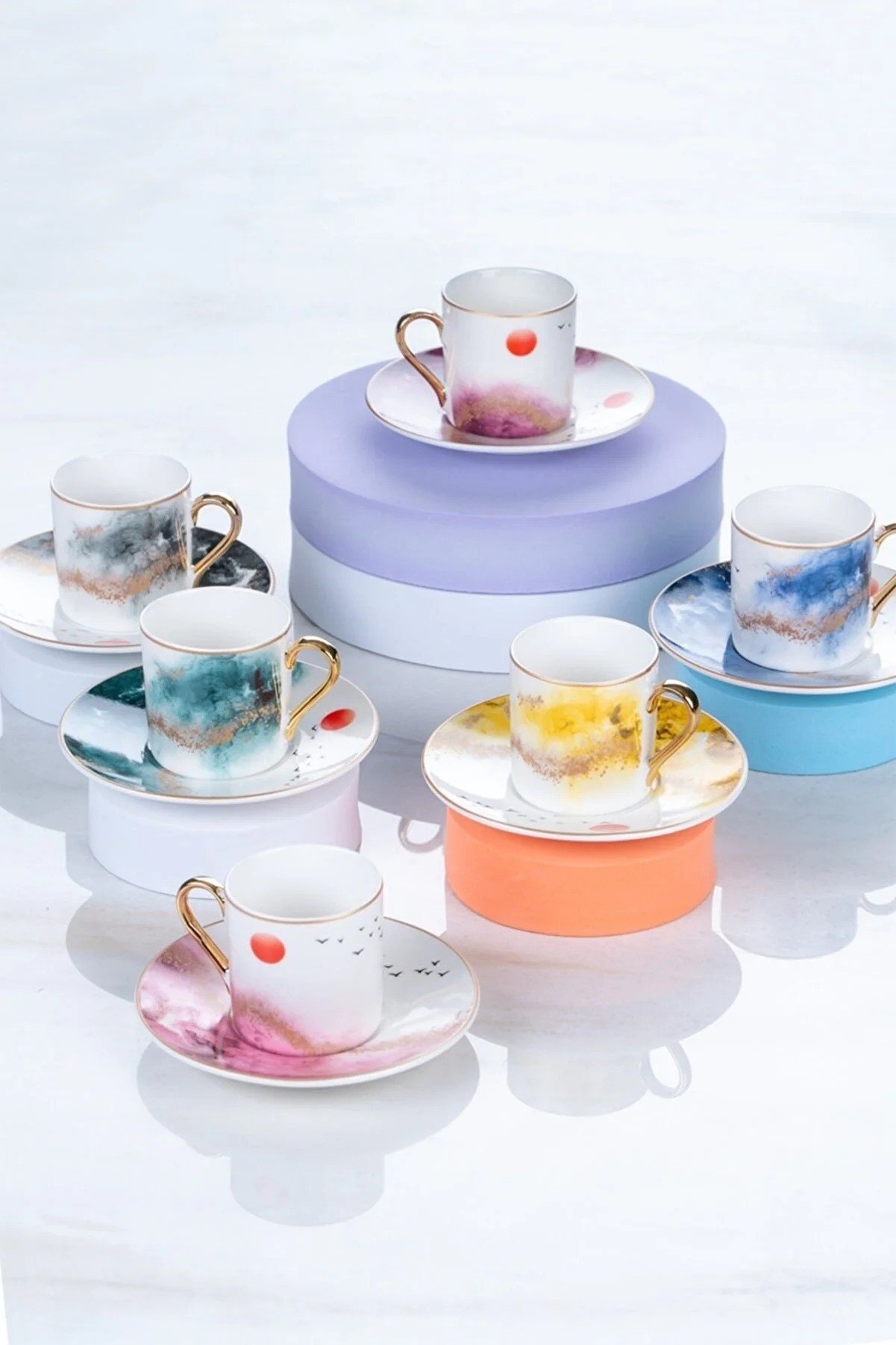 ACAR Bonita Set of 6 Spring Colored Porcelain Coffee Cups