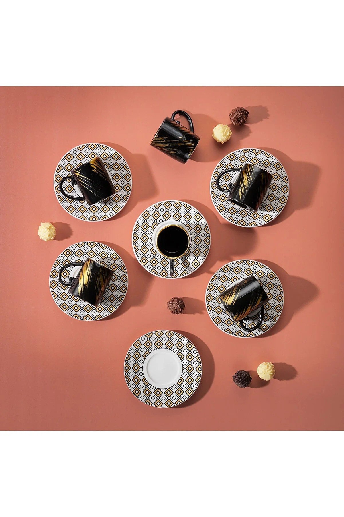 Schafer Fame 6 Person Coffee Cup Set-12 Pieces-black