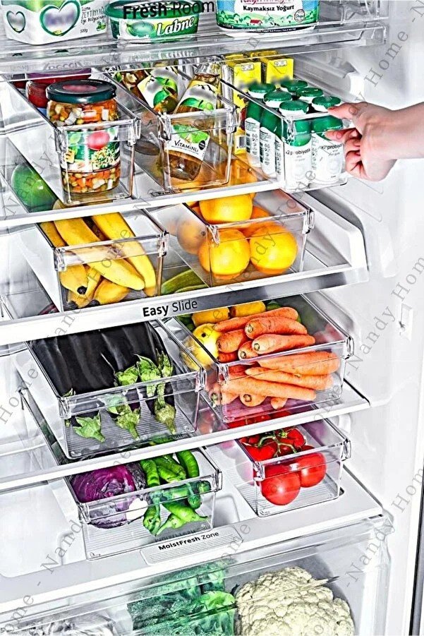 Nandy Home  Set of 3 Tall Clear Refrigerator & Cabinet Organize