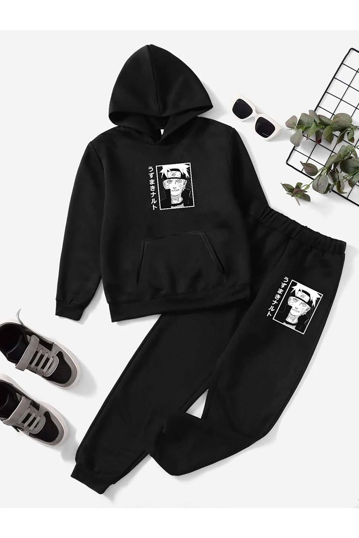 LePold Uzumaki Printed Girls/Boys Hooded Sweatshirt & Tracksuit Uzumaki Set