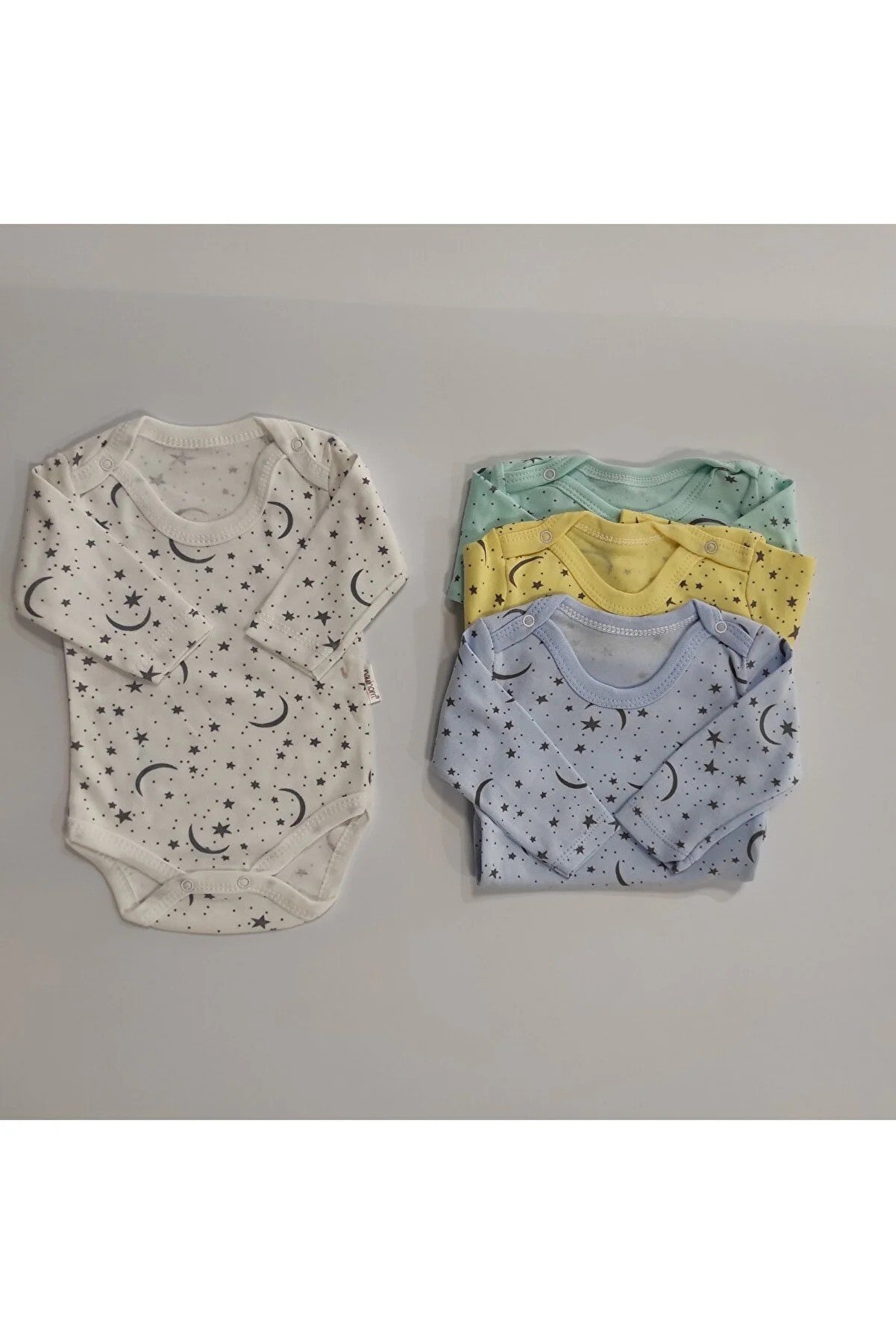 Unisex Baby 4 Pieces Cotton Long Sleeve Baby Bodysuit Snap Button Bodysuit