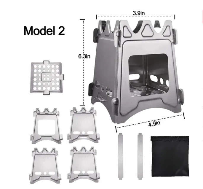 Portable Camping Wood Stove with Stainless Steel Folding