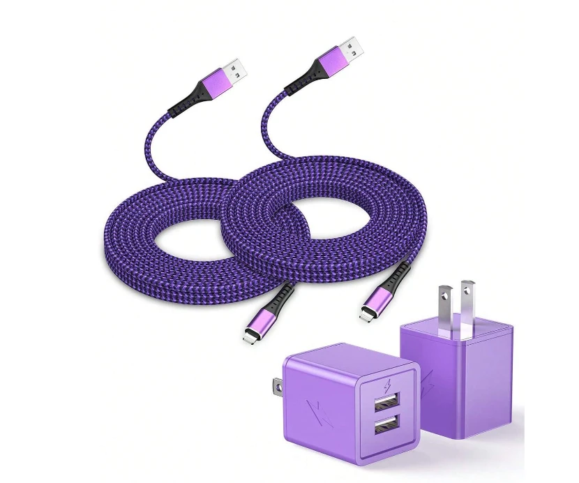iPhone Wall Charger with 10ft Lighting Cable, 2Pack Extra Long iPhone Charging L