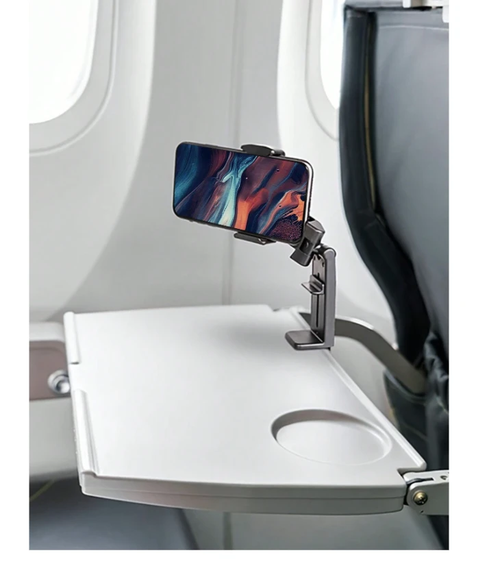 1pc Foldable Travel Phone Stand For Car & Airplane, Portable & Adjustable Rotati