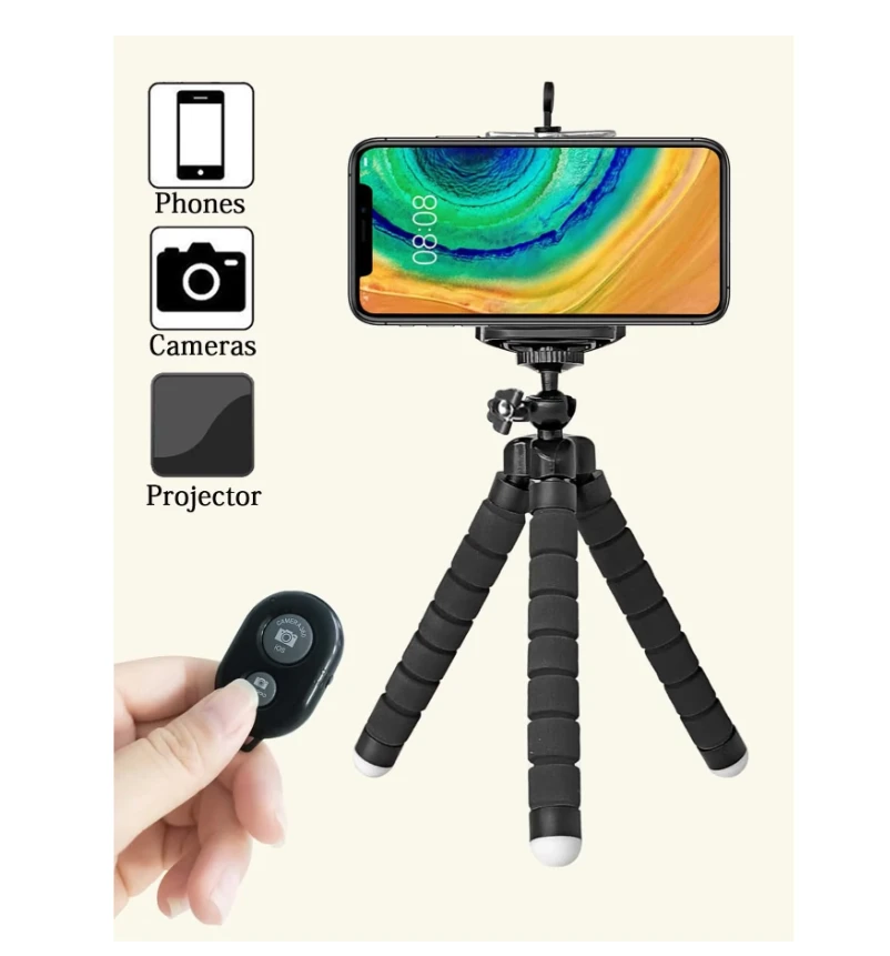Octopus Tripod & Remote Control 2pcs/set, Universal Lazy Phone Holder