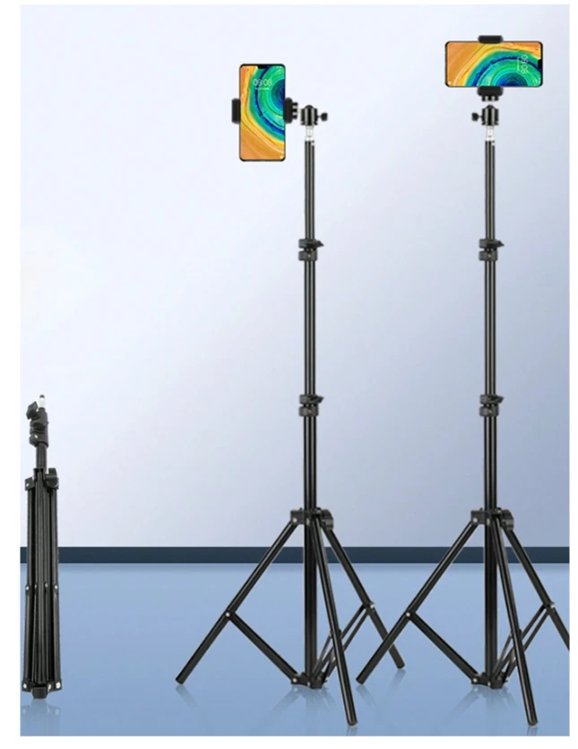 160cm Floor-standing Tripod Stand With Pan-tilt Head And Phone Holder