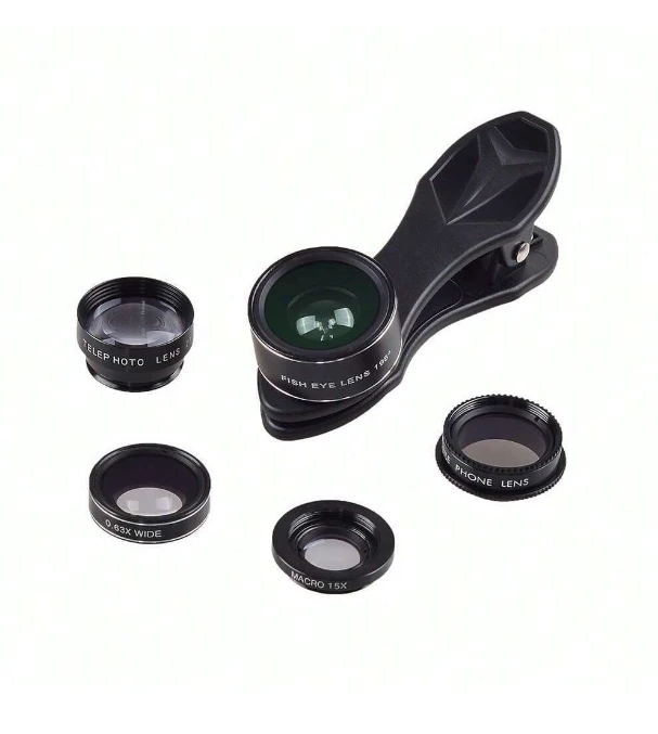 APEXEL Mobile Phone HD Lens 5 In 1 Super Wide-Angle 15X Macro 198° Fisheye Lens