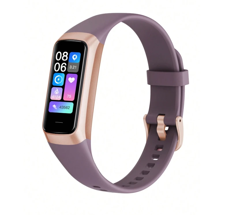 Silicone Strap Fitness Tracker Activity For Women Men, 1.1" AMOLED Color Display