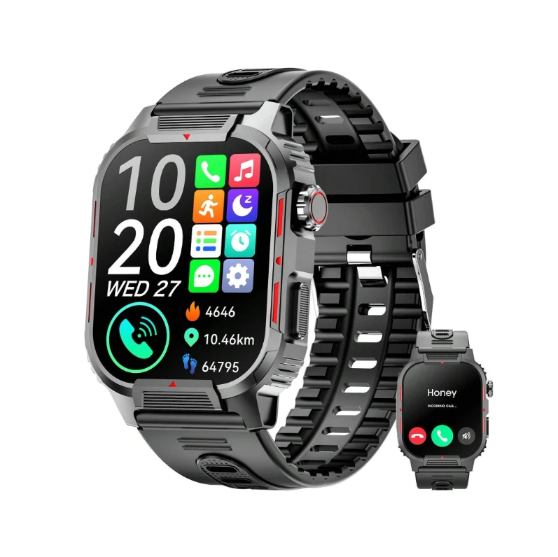 1pc Black Smart Watch For Men With Wireless Call, Smartwatch For Android IPhone 