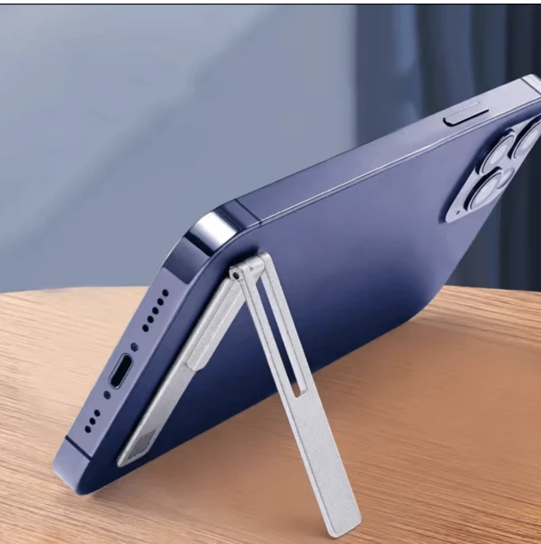 Silver Multifunction Mini Phone Holder,Adjustable Angle Folding Bracket Aluminum