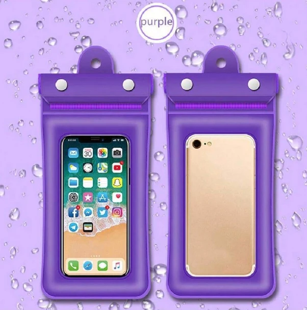 1 PC Purple Floating Airbag Waterproof Case Waterproof Swim Bag Phone Case Prote