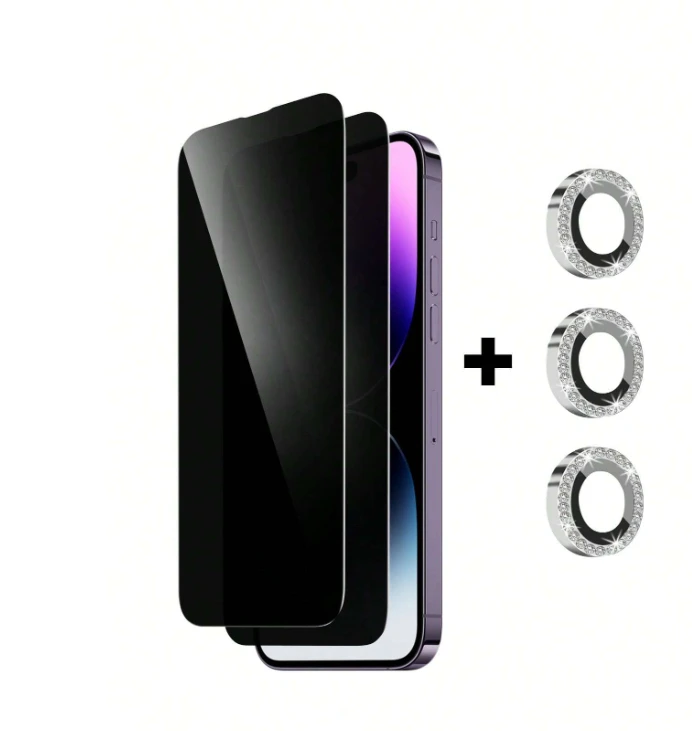 2PCS Full Cover Anti-Spy Screen Protector Glass And A Set Camera Lens Protector,