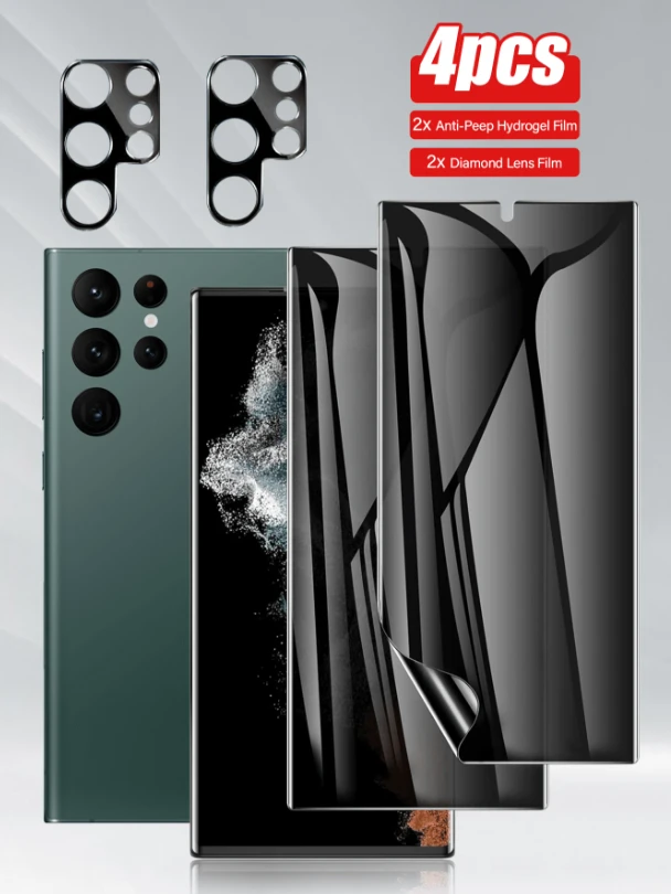 4pcs/Set Including 2pcs Privacy Screen Protectors And 2pcs 3d Lens Protectors,Sa