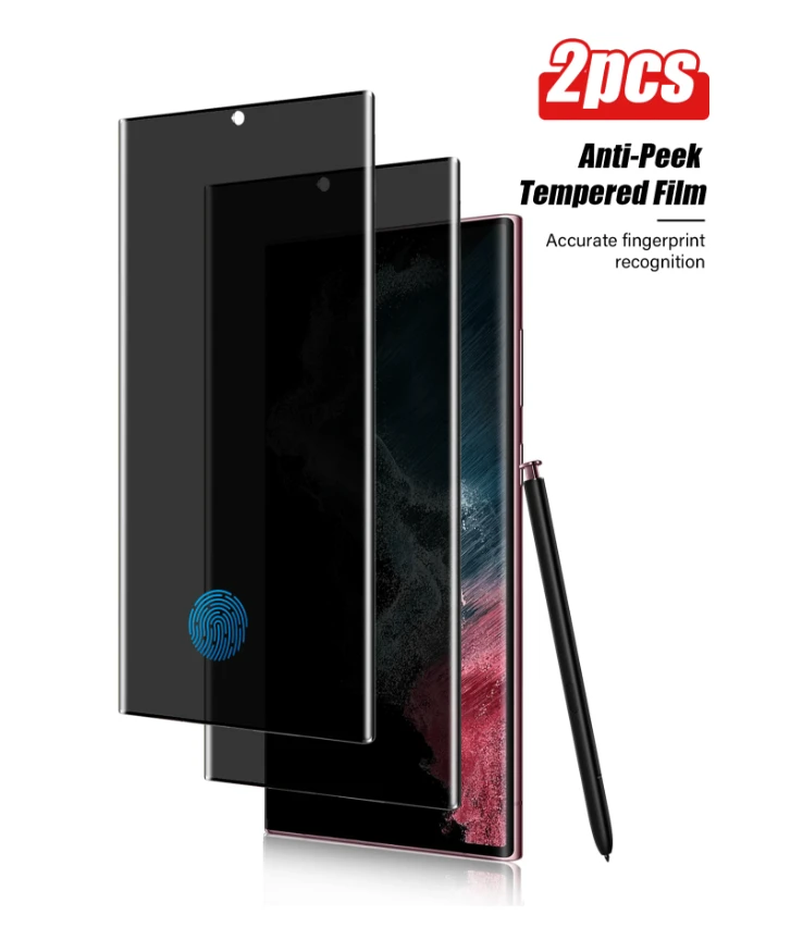 2pcs Compatible With Samsung - Anti-Peep, Fingerprint Unlock, Privacy Screen Tem