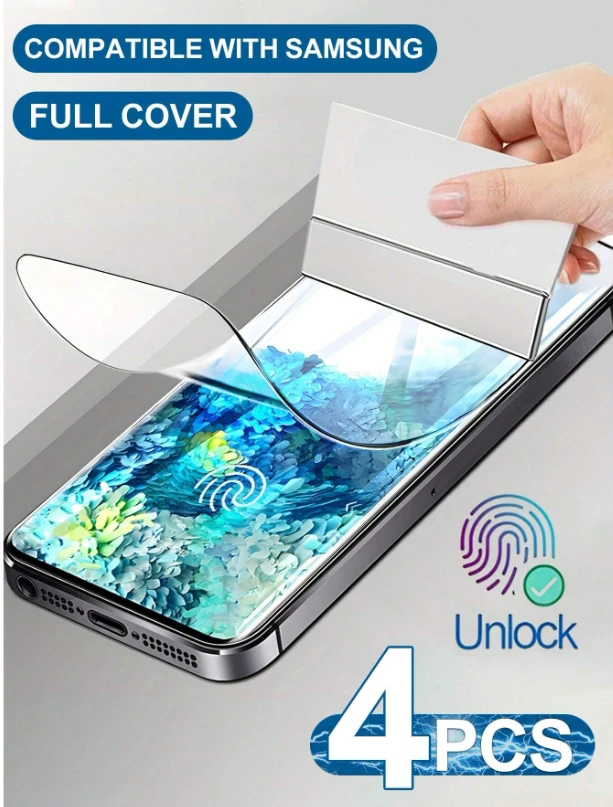 4pcs Full Coverage Soft Hydrogel Film Screen Protector Compatible With Samsung