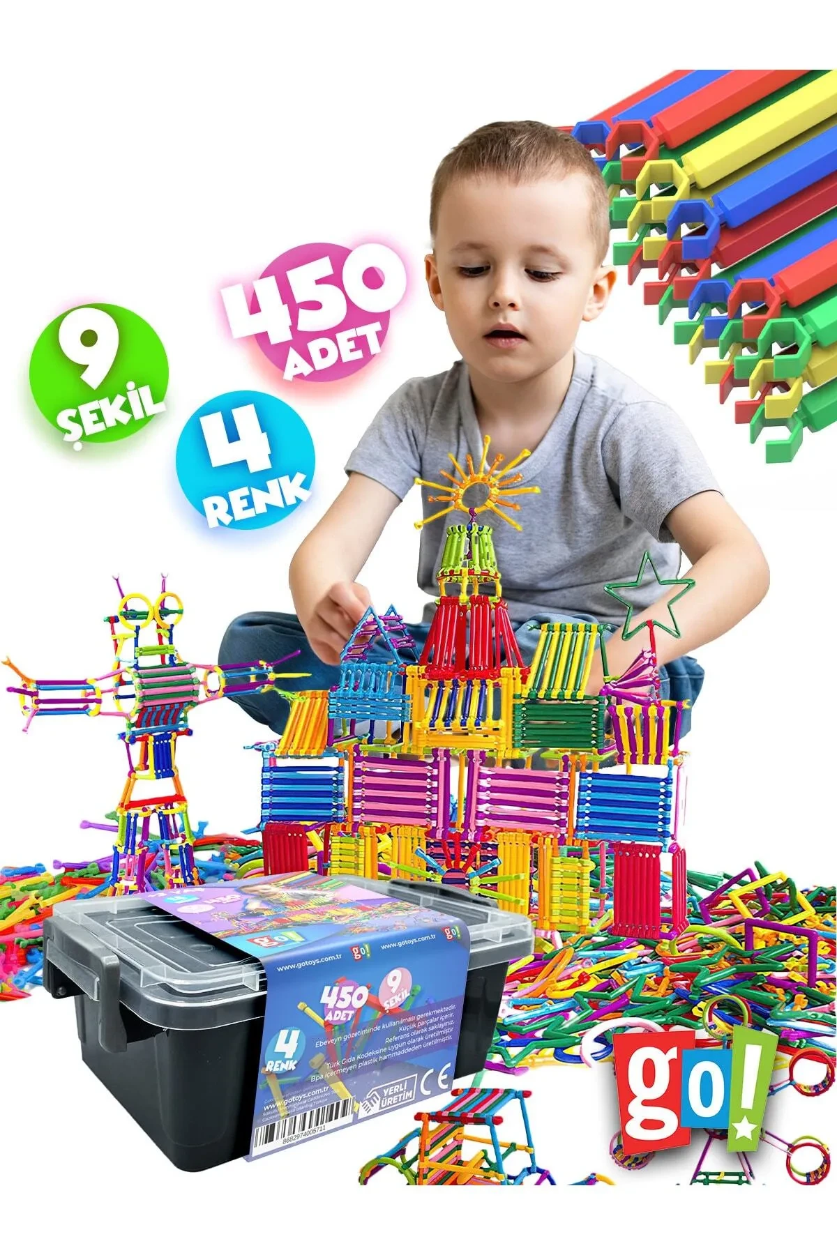 Go Toys Geometric Design Sticks 450 Pieces Intelligence Developing Design