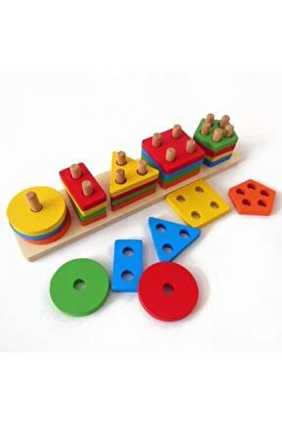 General Brands Wooden Educational Tutorial 5" Geometric Shape Placement Find
