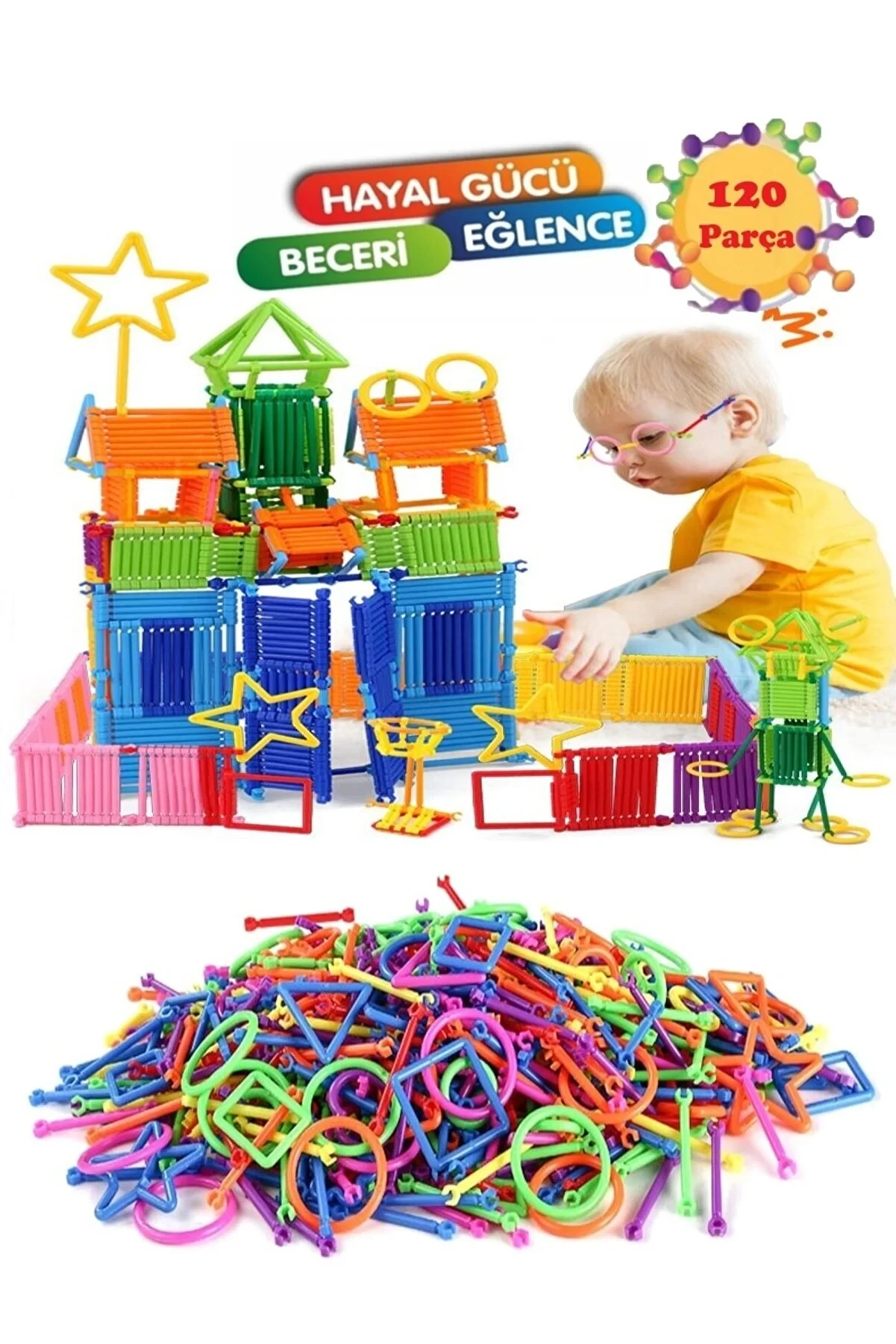 Geometric Sticks 120 Pieces Blocks  Intelligence Color Developmental Educational