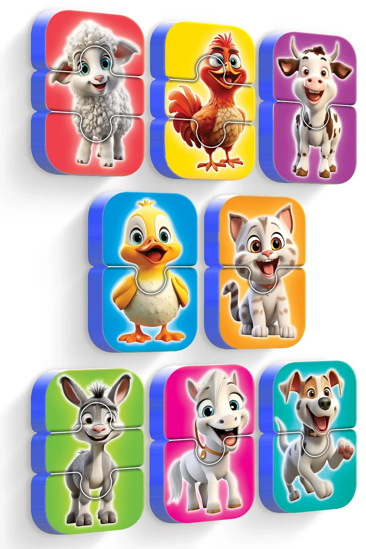 EVAKANCA Baby Puzzle Farm Animals 2 and 3 Piece Soft Thick Sticky When Wet