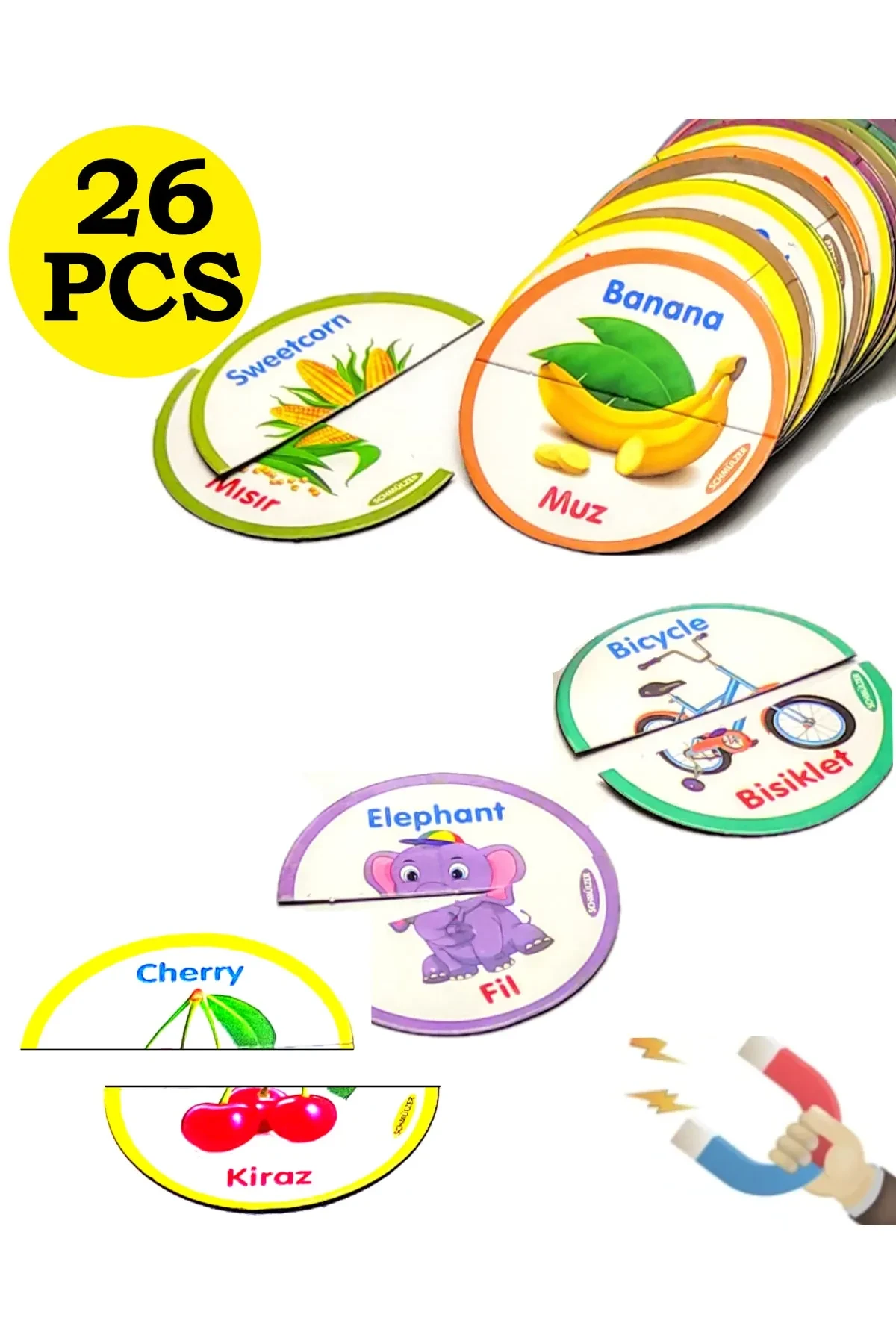 Baby Magnetic Puzzle Set of 2 Magnet Puzzle - Animals, fruits, vehicles