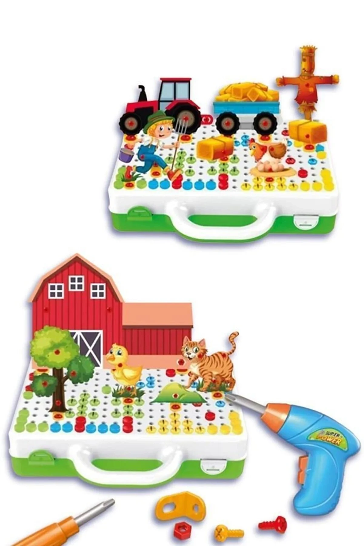 Smartfox Toy Drill Set - 340 Piece Drill Repair Set and Game Bag