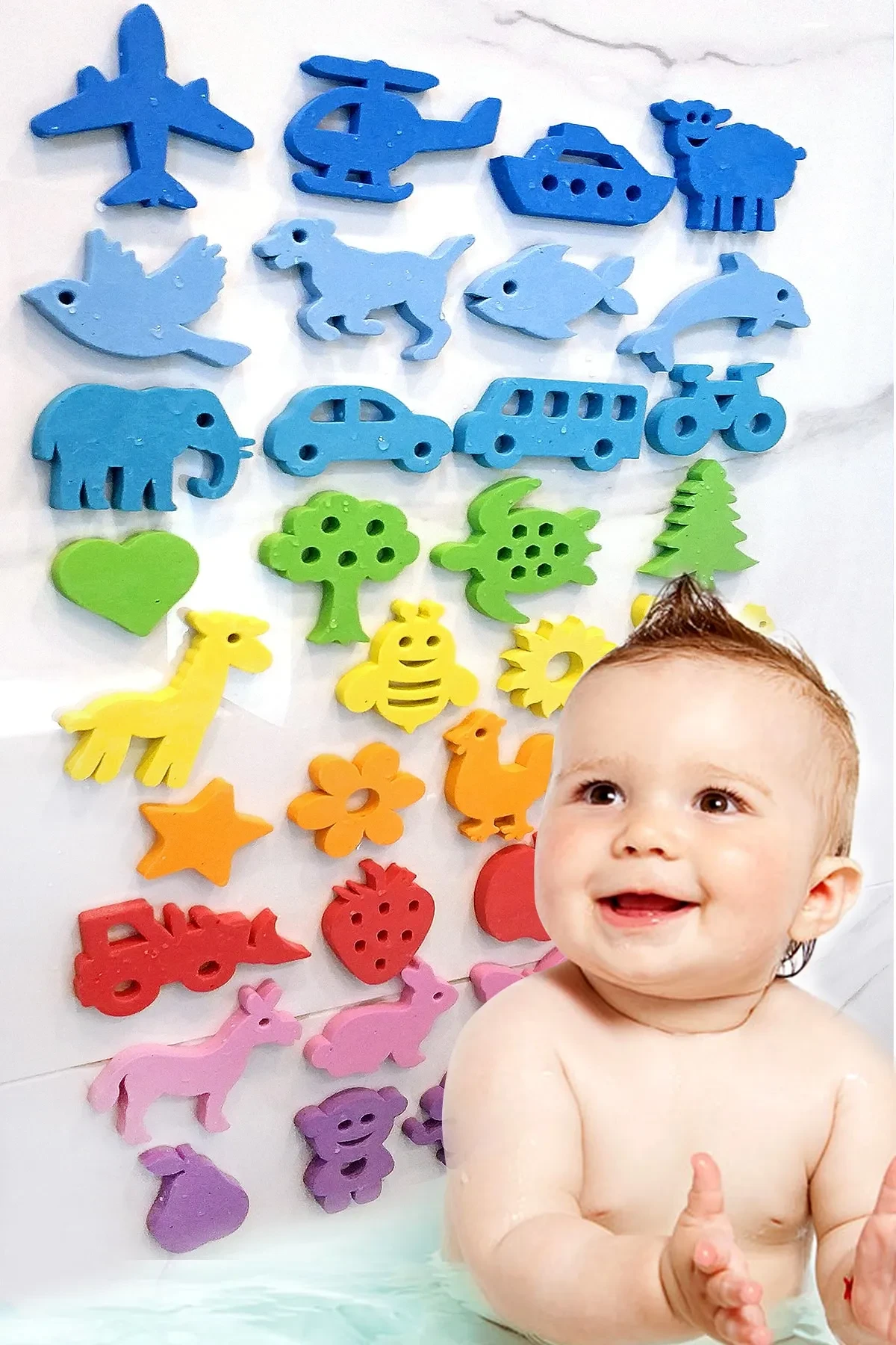 EVAKANCA Bath Pool Toys Hard Eva Sponge That Sticks When Wet 32 ​​Pieces