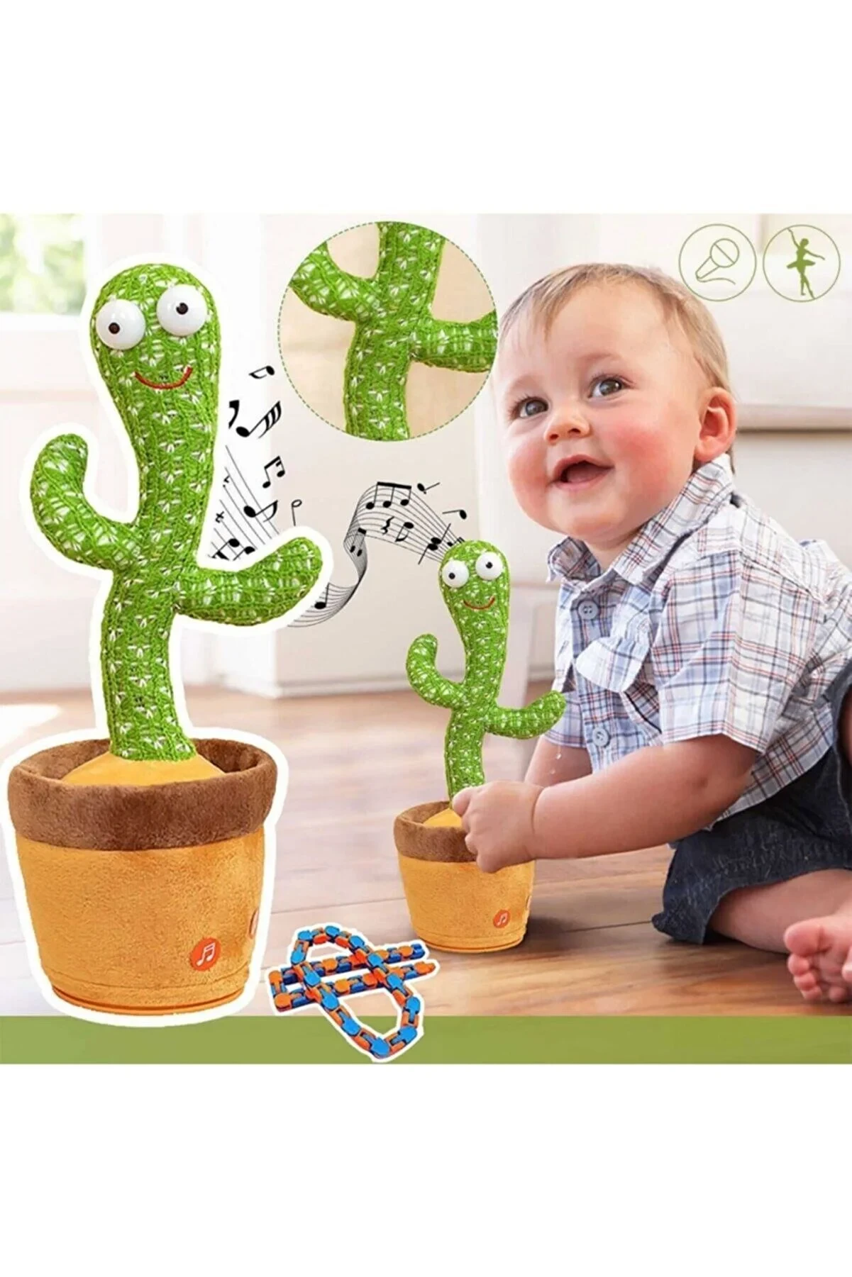 Talking Dancing, Musical and Light Pot Cactus Plush Toy Battery Operated