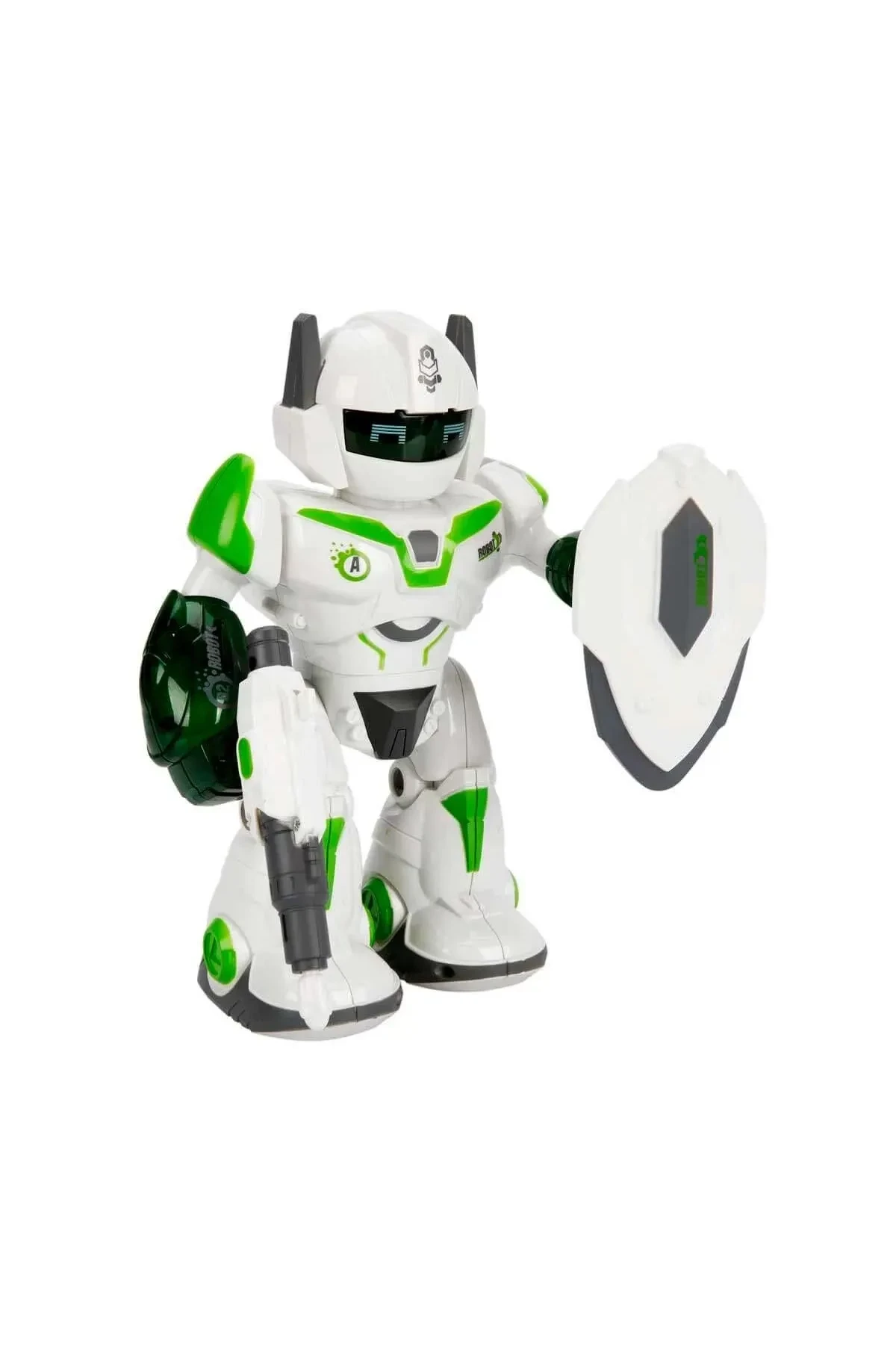 BYCEGU 22 cm long battery operated robot with sound and light and a shield in it