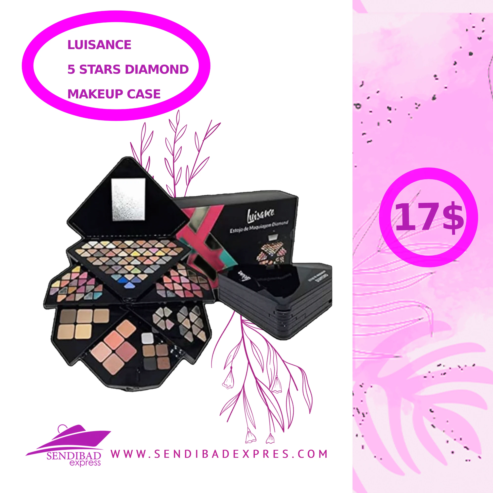 Luisance 5 stars diamond makeup case
